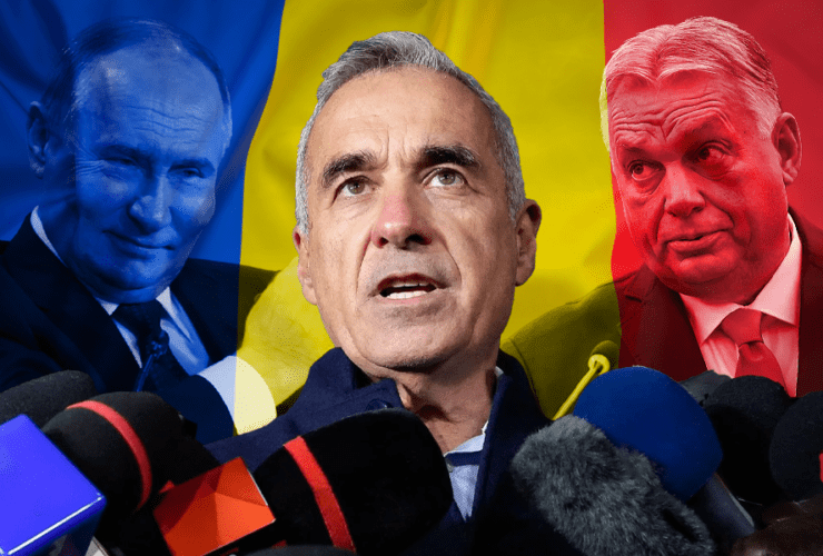 Portrety Calina Georgescu i Eleny Lasconi - głównych kandydatów w wyborach prezydenckich w Rumunii 2024.