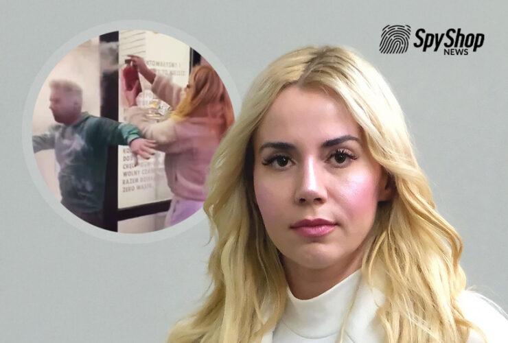 Na zdjęciu Marianna Schreiber oraz ukazany jej incydent z gaśnicą.