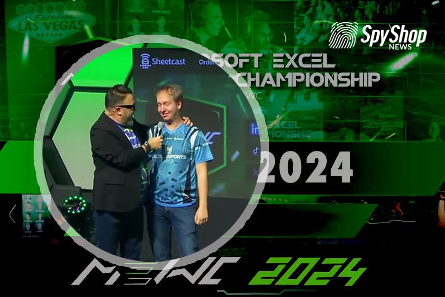 Jakub Pomykalski, trzeci najlepszy zawodnik Mistrzostw Świata w Excelu 2024, podczas ceremonii wręczenia nagród w Las Vegas.