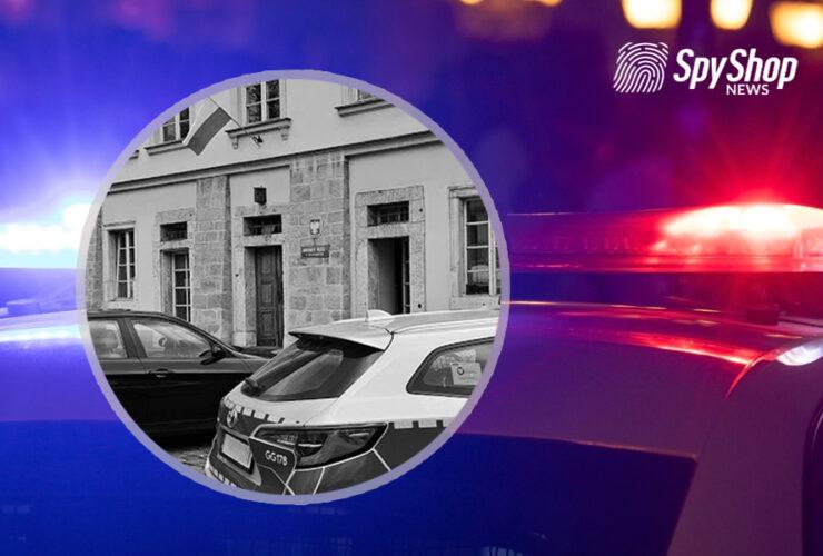 Komisariat policji w Krakowie, gdzie doszło do dramatycznych wydarzeń – mężczyzna popełnił samobójstwo po zabójstwie partnerki.
